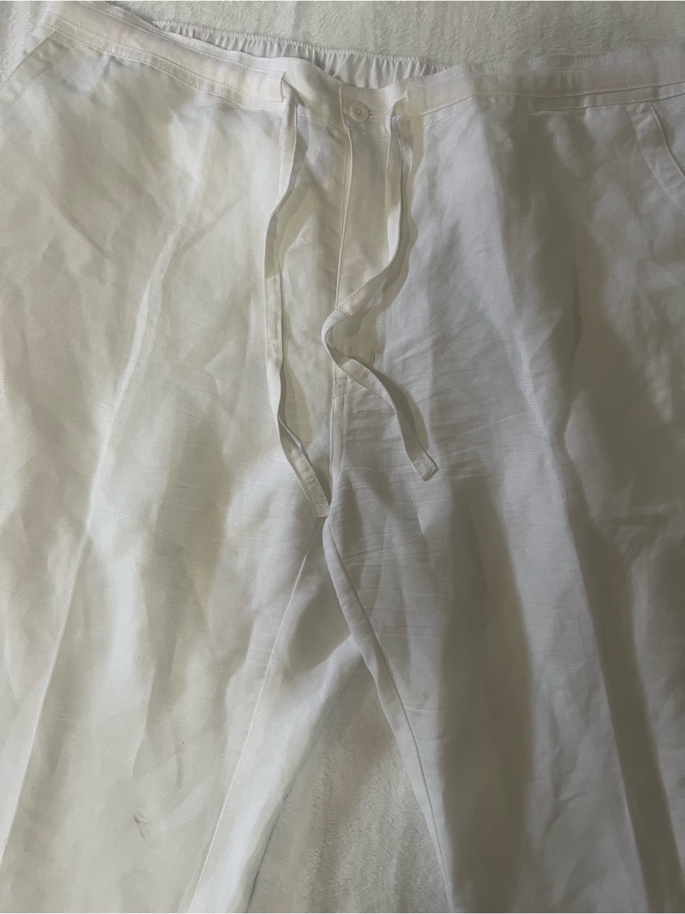 Cubavera White Lightweight Drawstring Trousers